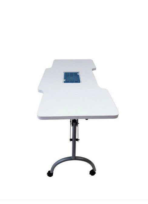 Masa Manichiura cu Aspirator Incorporat si Roti, Alba