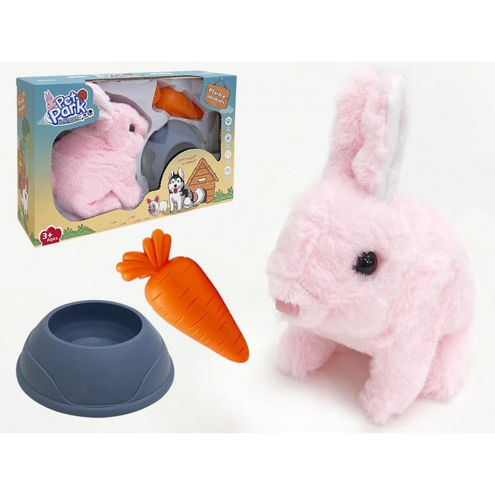Mascota interactiva iepuras cu accesorii, Pet Park, 17 cm, 3ani+, Roz