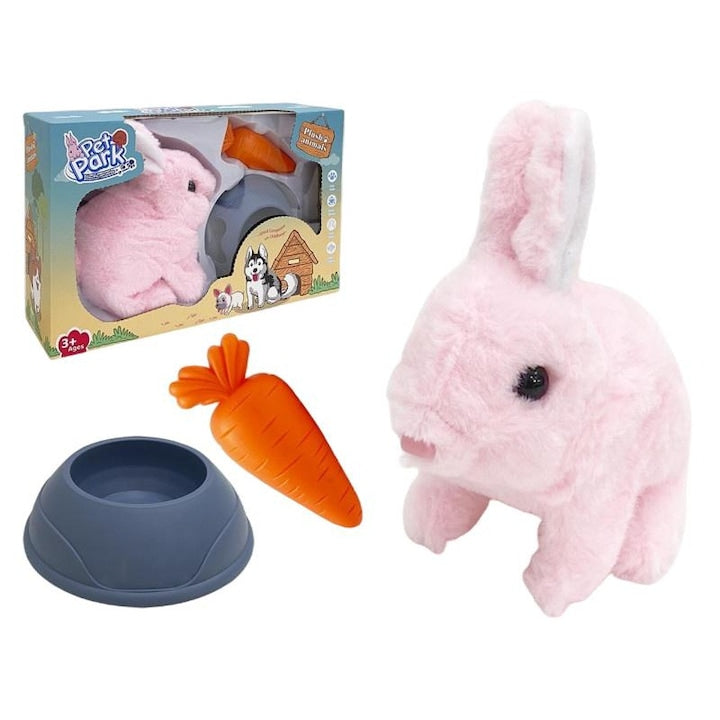 Mascota interactiva iepuras cu accesorii, Pet Park, 17 cm, 3ani+, Roz
