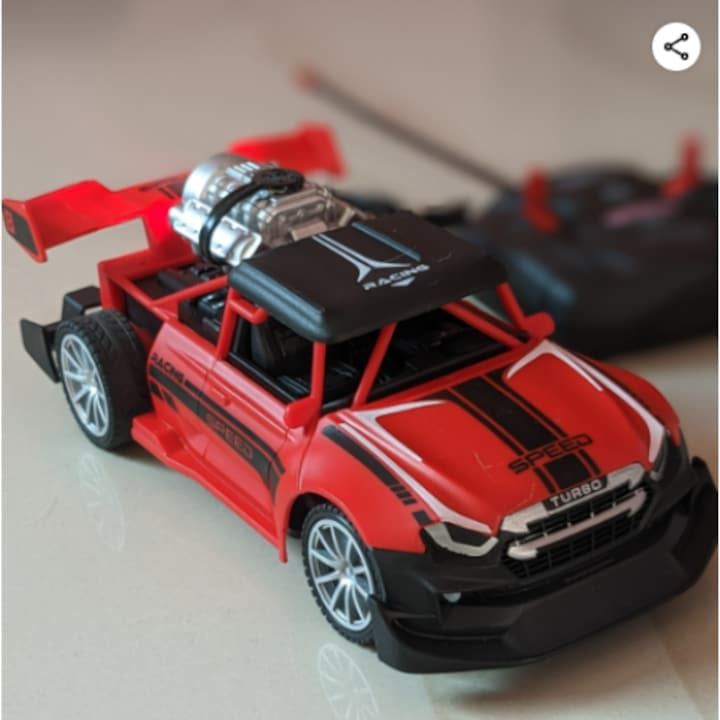Masina R/C 4 directii, Muscle Car, cu Fum si Acumulator, 18cm, Rosie, - xStoc