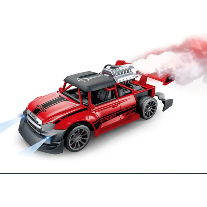 Masina R/C 4 directii, Muscle Car, cu Fum si Acumulator, 18cm, Rosie, - xStoc