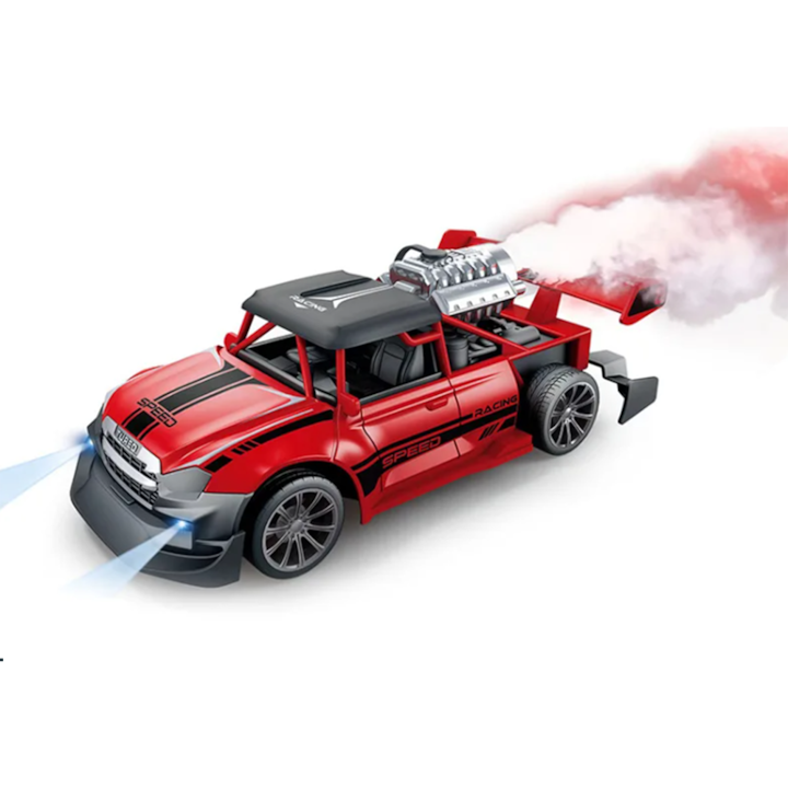 Masina R/C 4 directii, Muscle Car, cu Fum si Acumulator, 18cm, Rosie, - xStoc