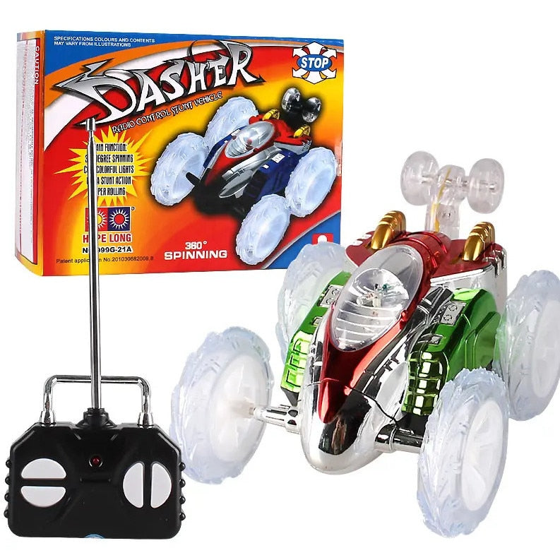 Masina RC nebuna Stunt Car cu lumini Dasher, 360 grade, multicolor