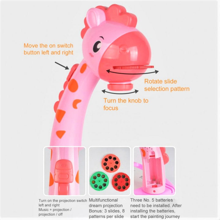 Masuta pentru desen cu proiector si accesorii, 24 modele, roz, 29.5 cm x 25 cm x 38 cm
