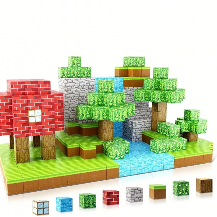Minecube Inteligent Cuburi Magnetice de Constructie Craft, 80 buc