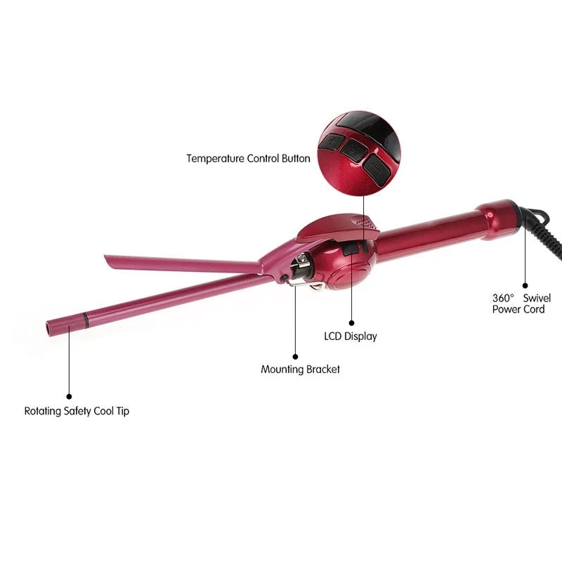 Ondulator De Par Profesional  Bucle Afro, Ceramic 9 mm,, 30W, 50-230 grade cablu rotativ 360
