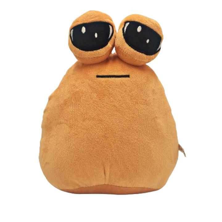 Mascota, animal umplut din jocul Pou, extraterestru dragut, maro, 25 cm, poliester