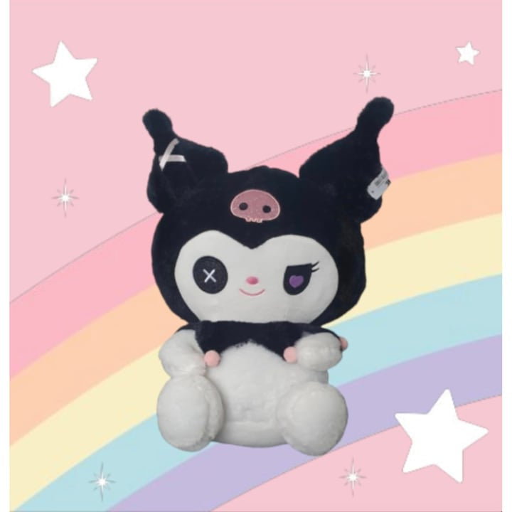 Papusa tip Kuromi din seria Hello Kitty Sanrio, din plus, 55cm