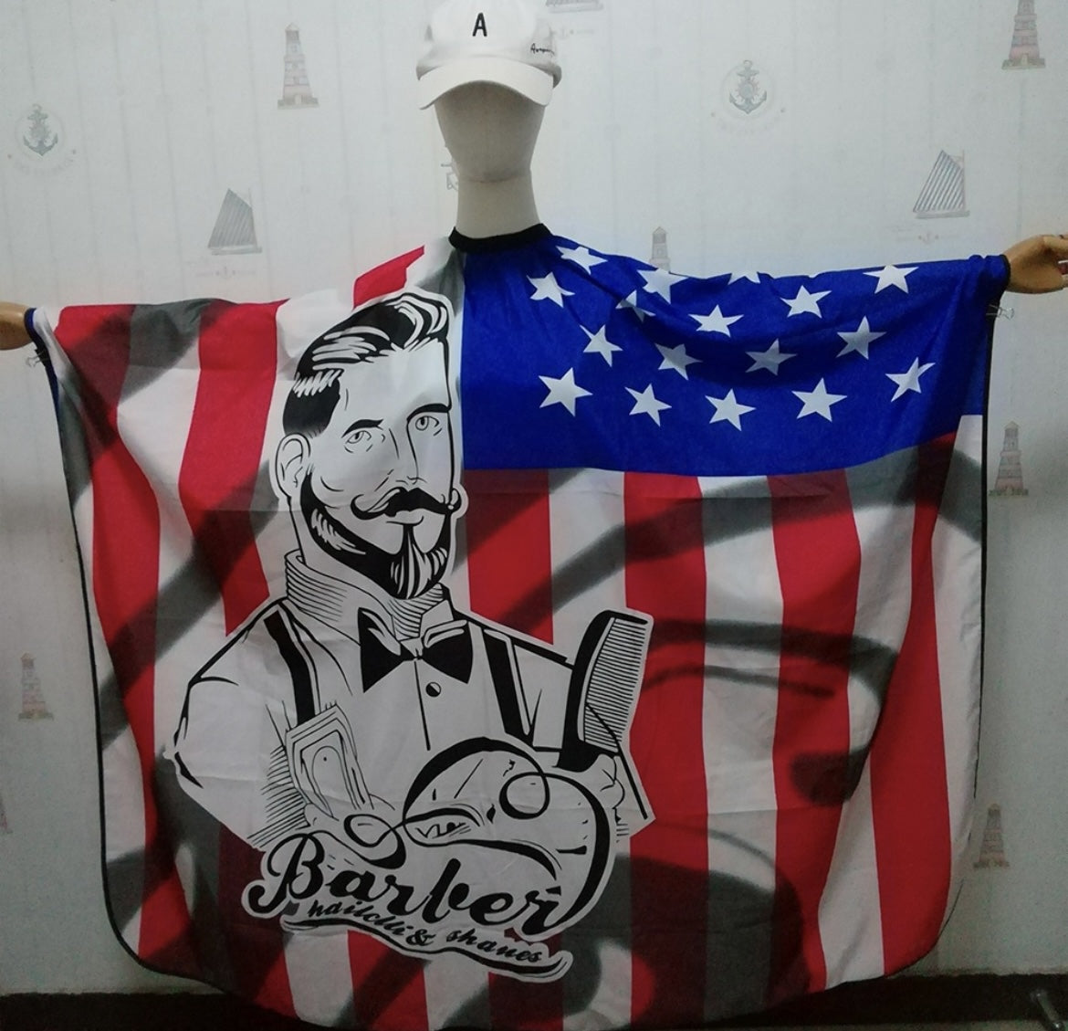 Pelerina de frizerie, Ajustabila, Material pongee Impermeabil, 140x160cm