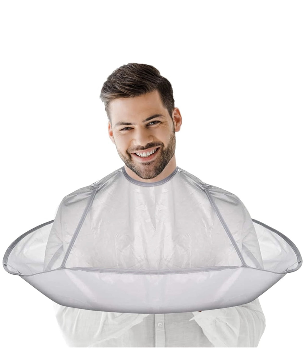 Pelerina de tuns, 60cm, gri argintiu, design umbrela, pentru barbati, 1 bucata