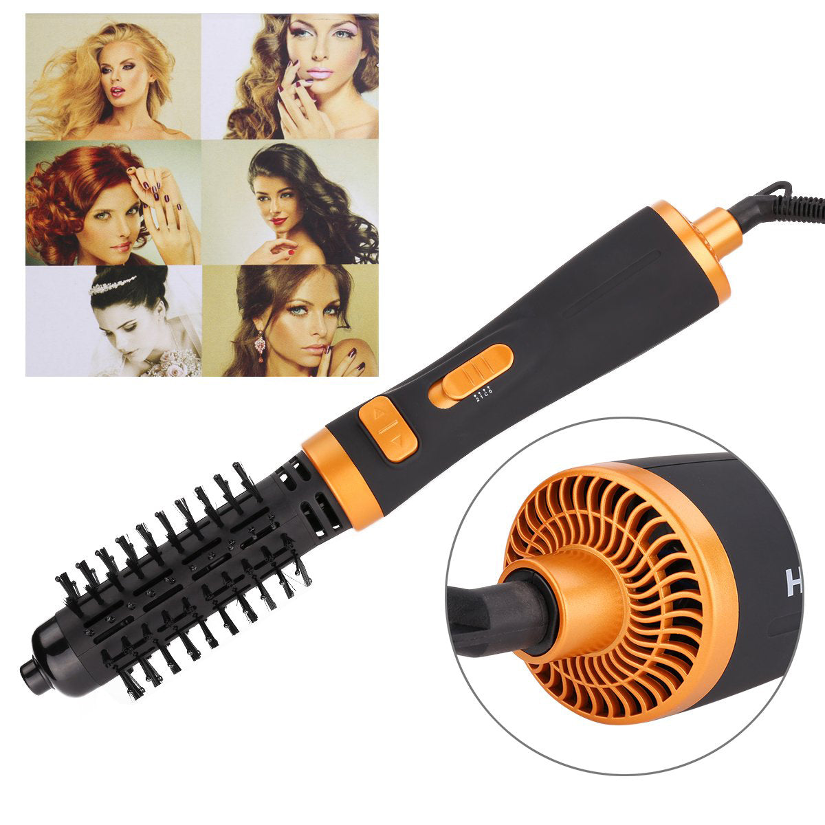 Perie rotativa electrica tehnologie aer cald 2 in 1, 900W, 3 viteze, 2 Accesorii , cablu 360