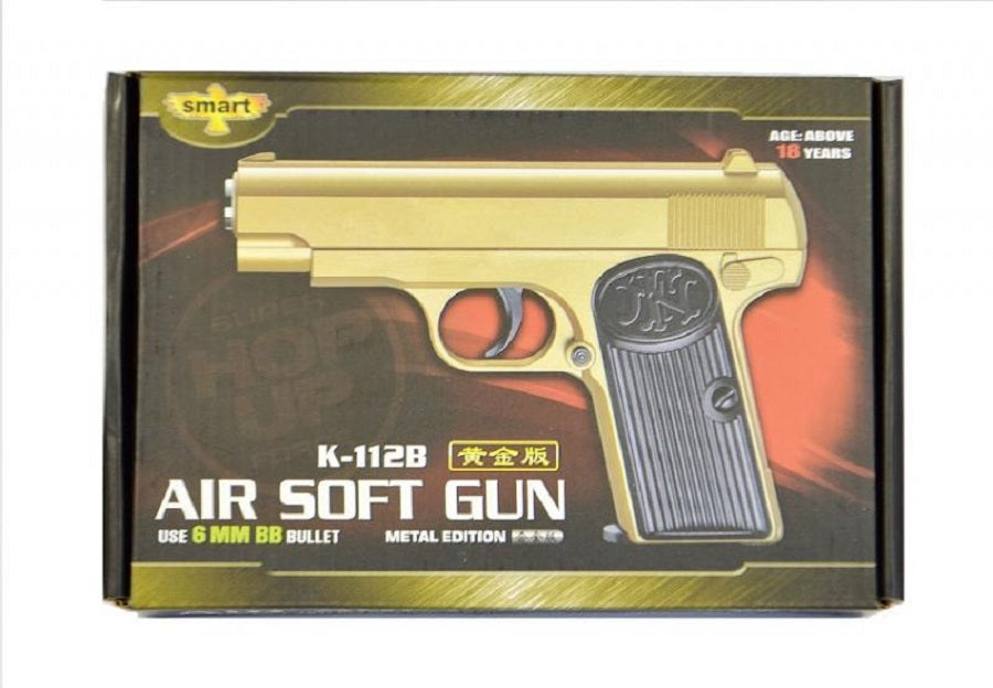 Pistol Airsoft Metalic  K112, Auriu Calibru 6mm 200 Bile Profesionale
