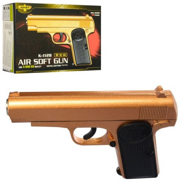 Pistol Airsoft Metalic  K112, Auriu Calibru 6mm 200 Bile Profesionale