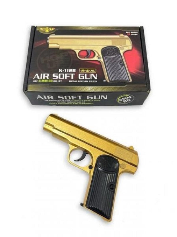 Pistol Airsoft Metalic  K112, Auriu Calibru 6mm 200 Bile Profesionale