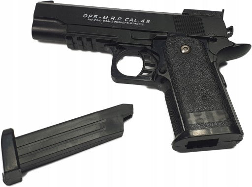 Pistol de jucarie cu aer comprimat c9 + 200 bile, Metal, Negru,