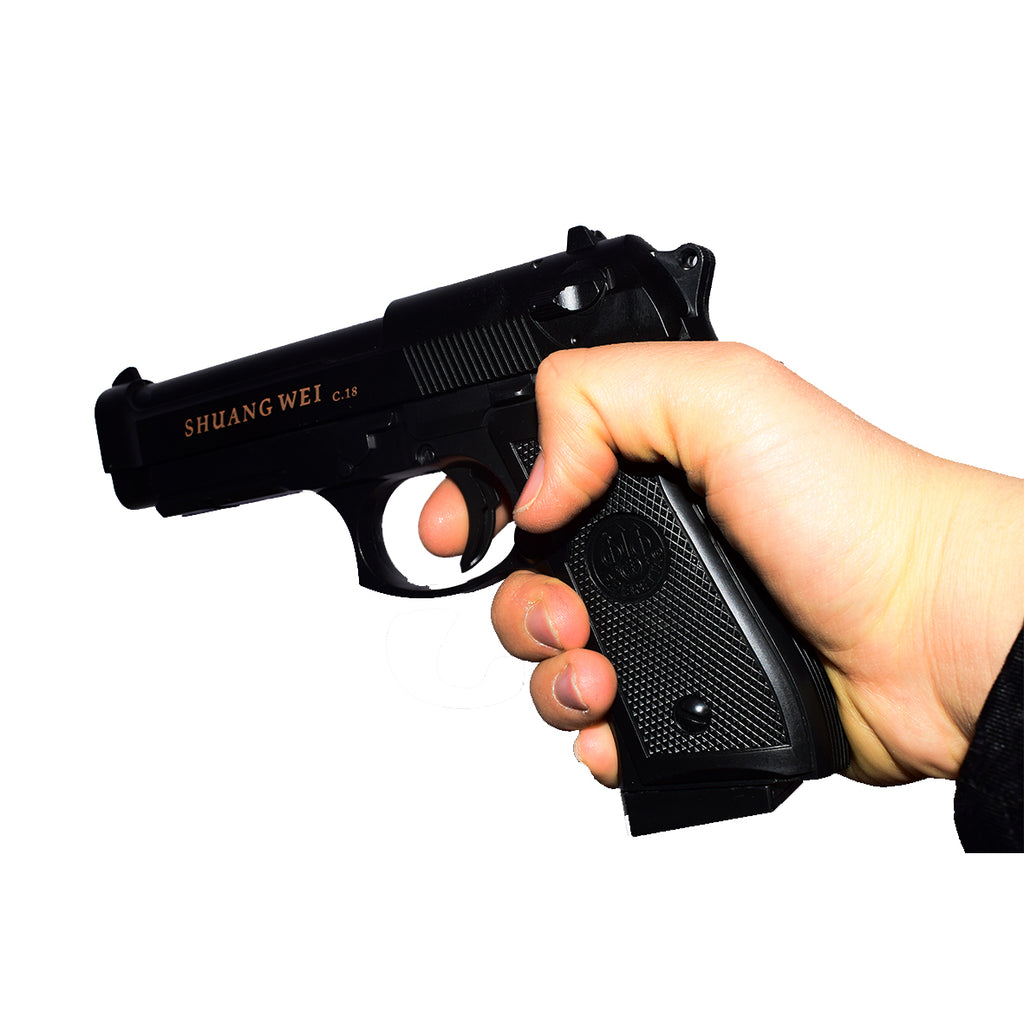 Pistol de jucarie cu aer comprimat Beretta Metalic C18+  200 bile 0.20 xStoc®
