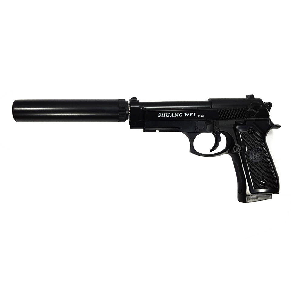 Pistol de jucarie cu aer comprimat Beretta Metalic C18+  200 bile 0.20 xStoc®