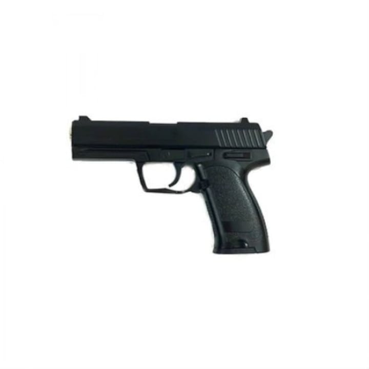 Pistol de jucarie cu aer comprimat S2 + 200 bile, Metal, Negru