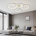 Plafonieră LED cu telecomandă 108W, design modern cu inele, lumină reglabilă 3000-6500K – model 8067/2+2WH