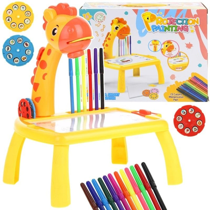 Proiector pentru desen , set cu 3 discuri, 12 markere, 30x23x37cm, multicolor