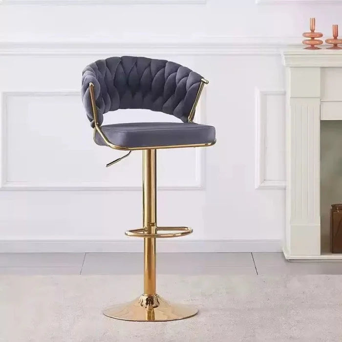 Scaun bar reglabil pe înălțime Make up, rotativ, suport picioare, catifea
