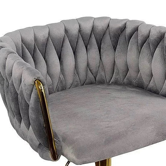 Scaun de bar , catifea, suport picioare, metal cromat auriu, inaltime reglabila