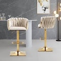 Scaun de Bar cu Auriu, Catifea Reglabil inaltime si Rotativ, ivory