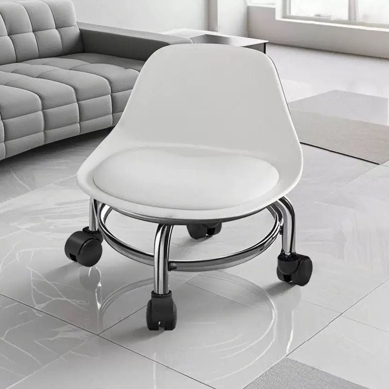 Scaun de Pedichiura cu Spatar pe Role , Rotire 360, White
