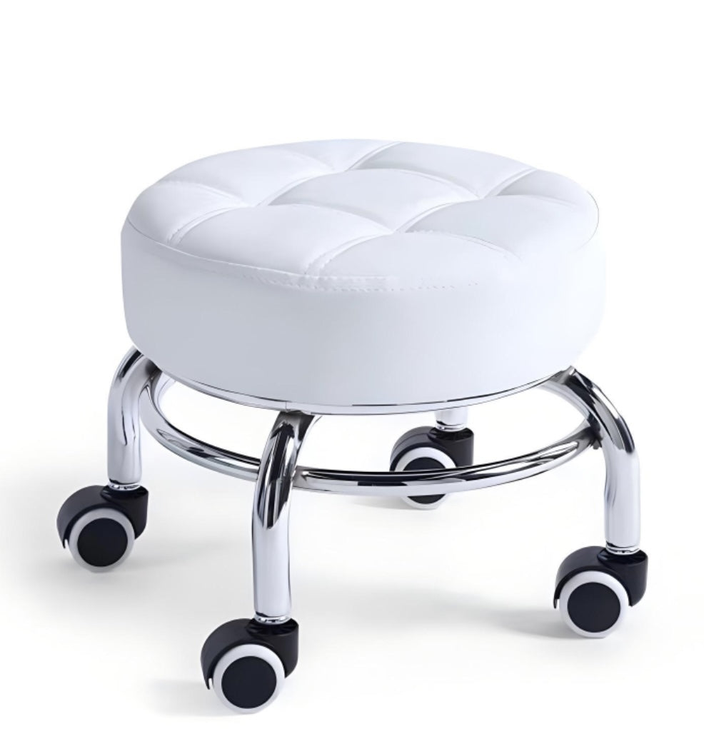 Scaun de Pedichiura pe Role - Rotire 360, Dimensiuni 34x26,5x5,5 cm , ALB
