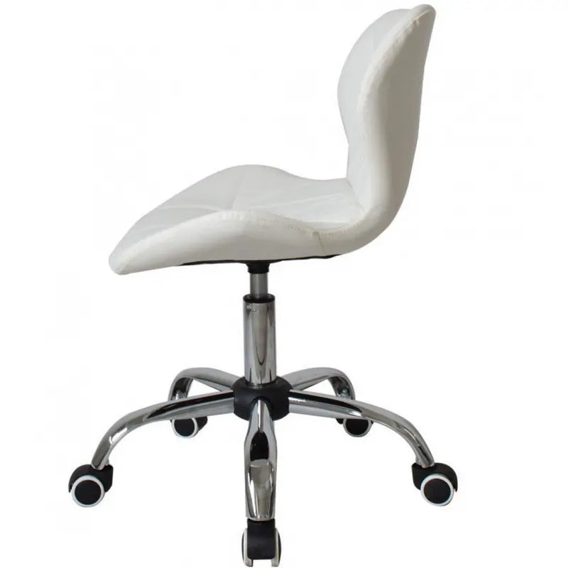 Scaun Frizerie Coafor , Reglabil pe Inaltime, Piele Ecologica alb