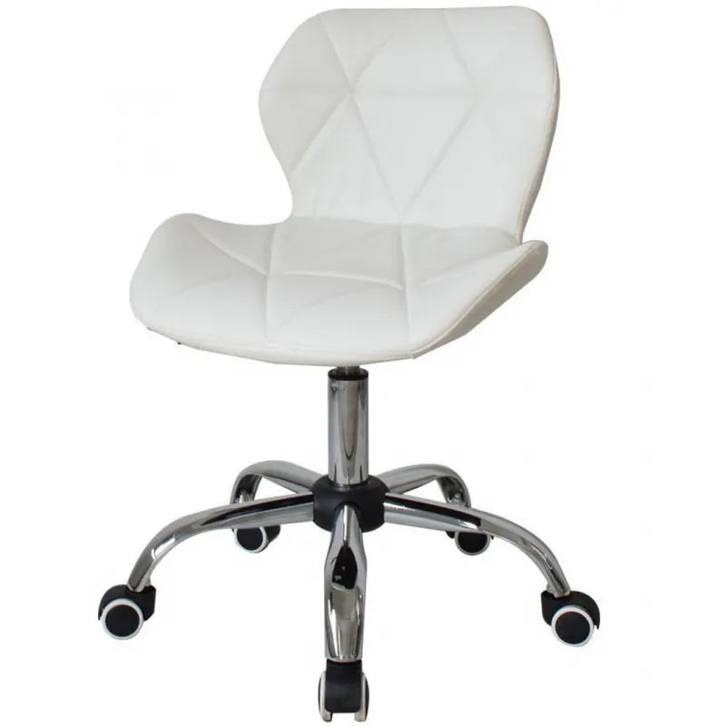 Scaun Frizerie Coafor , Reglabil pe Inaltime, Piele Ecologica alb