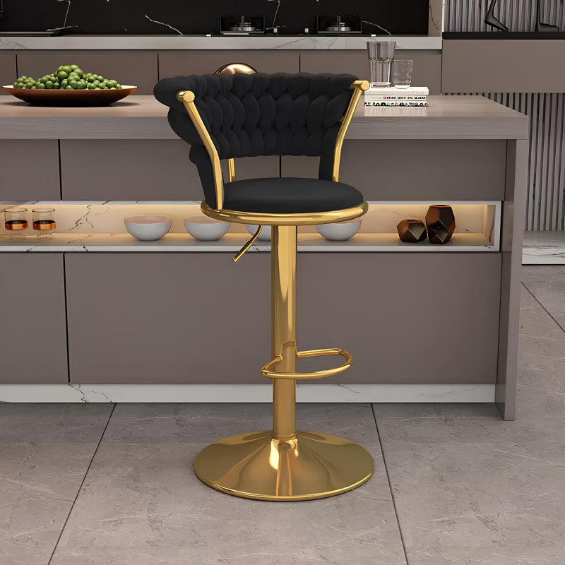 Scaun Make-up , scaun bar, rotativ, înălțime reglabilă, Catifea, Negru
