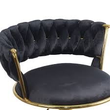 Scaun Make-up , scaun bar, rotativ, înălțime reglabilă, Catifea, Negru