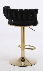 Scaun Make-up , scaun bar, rotativ, înălțime reglabilă, Catifea, Negru