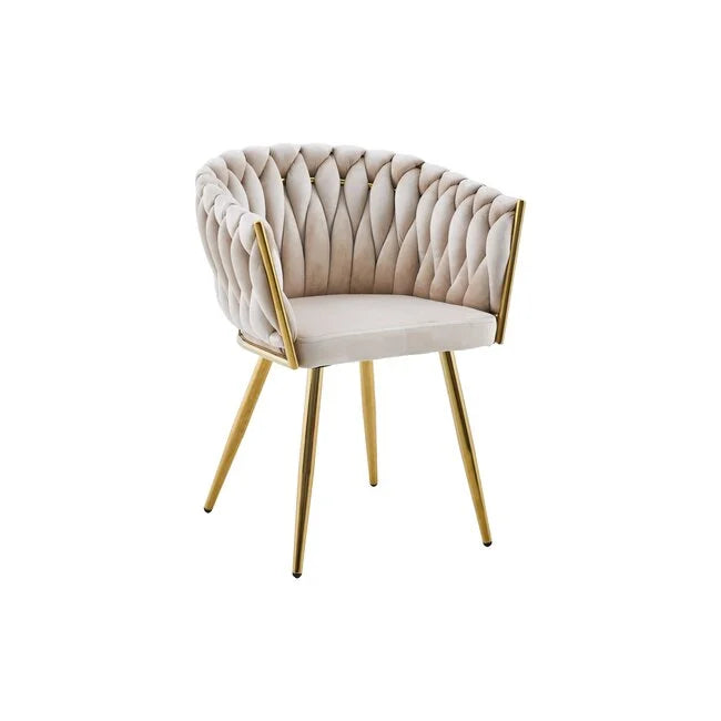 Scaun tapitat culoare ivory cu picioare aurii living , salon