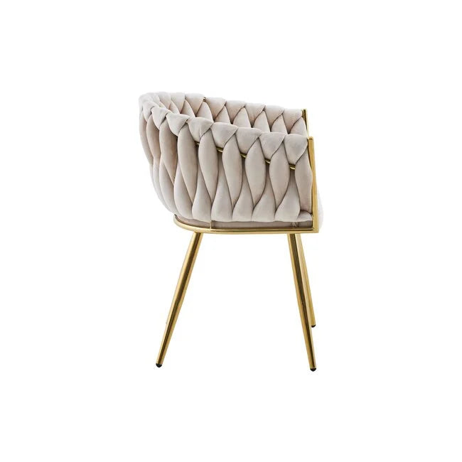 Scaun tapitat culoare ivory cu picioare aurii living , salon