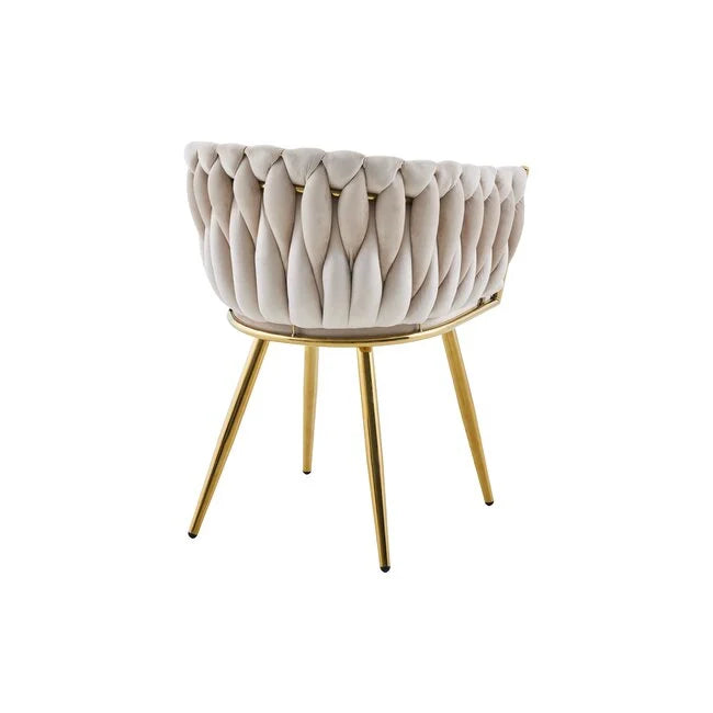 Scaun tapitat culoare ivory cu picioare aurii living , salon
