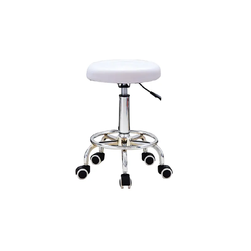 Scaun Tip Taburet - Reglabil pe Inaltime cu Roti, alb , Scaun cosmemetica/manichiura
