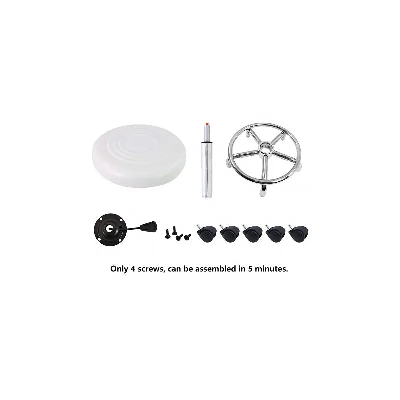 Scaun Tip Taburet - Reglabil pe Inaltime cu Roti, alb , Scaun cosmemetica/manichiura