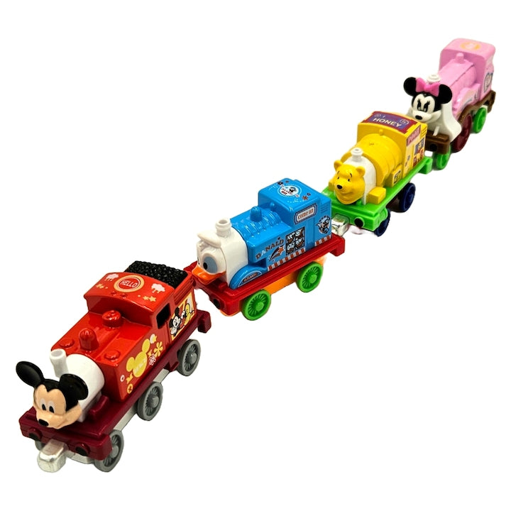 Set 4 locomotive metalice cu magnet, Cartoon Train, Metal, 8 cm, Multicolor - xStoc