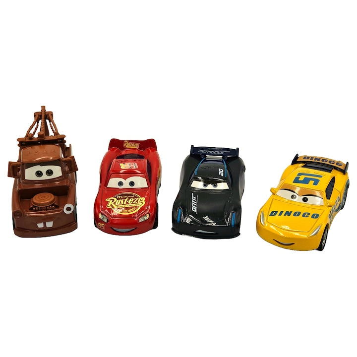 Set 4 masinute, tip Cars, Pull-back And Release, + 3 ani, Metal, Multicolor, 9 cm - xStoc