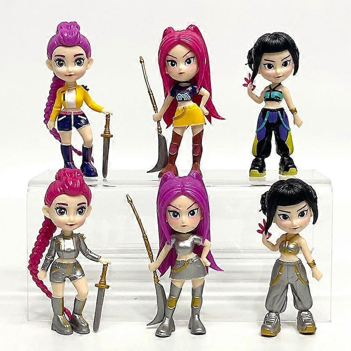 Set 6 figurine K-pop Demon Hunter VÂNĂTORII DE DEMONI Cutie Ornată - Eroinele Pop