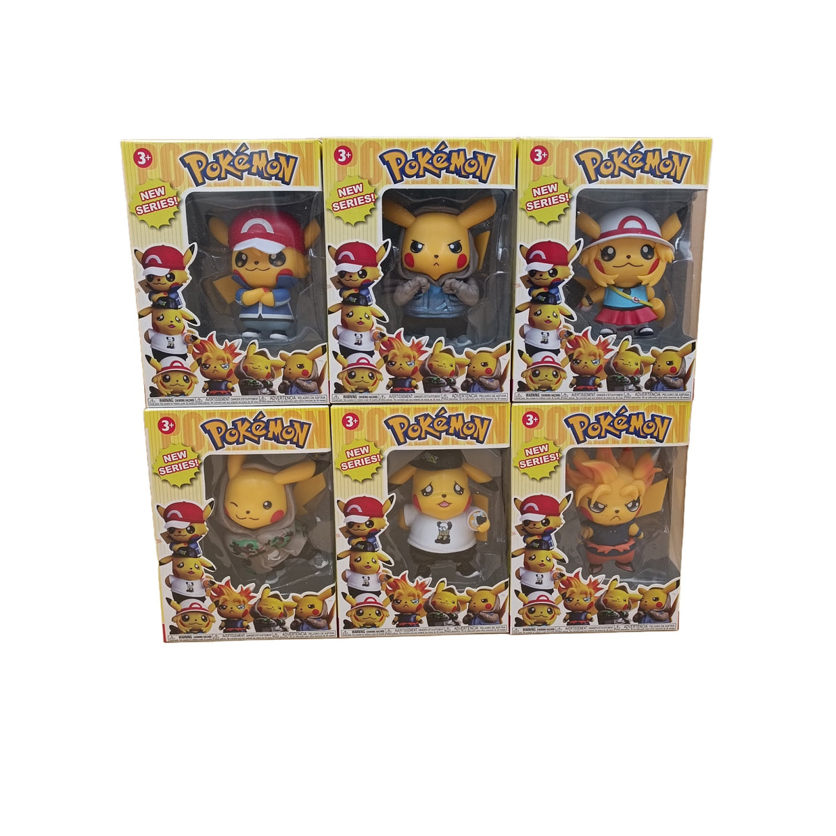 Set 6 Figurine Pokemon, +3 ani, Plastic cauciucat, Multicolor, 8.5 cm