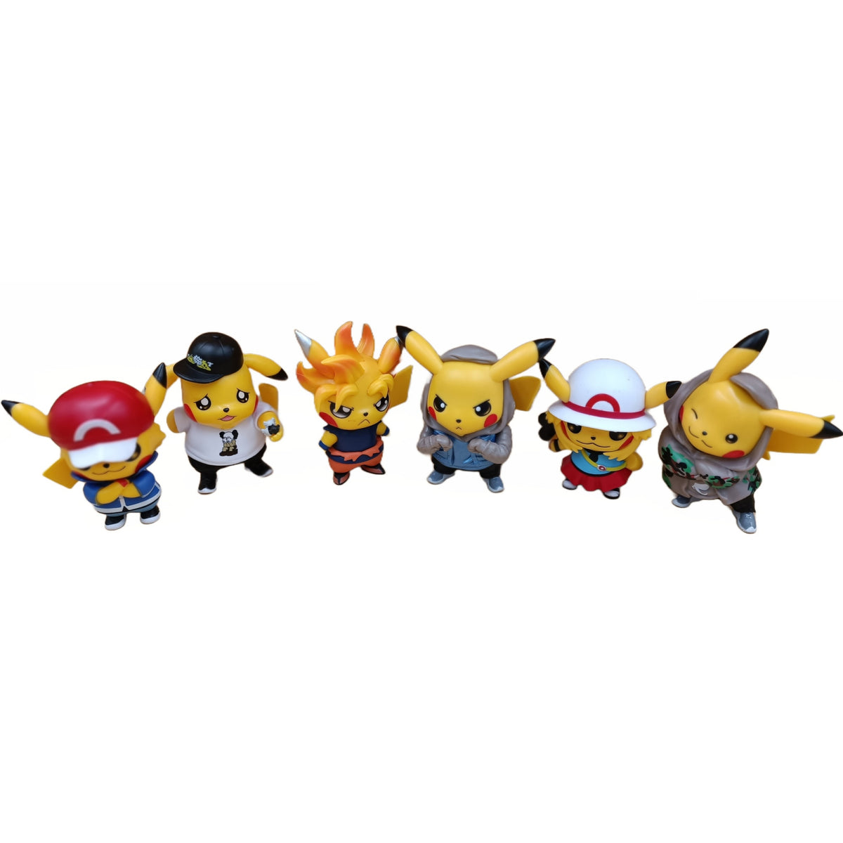 Set 6 Figurine Pokemon, +3 ani, Plastic cauciucat, Multicolor, 8.5 cm