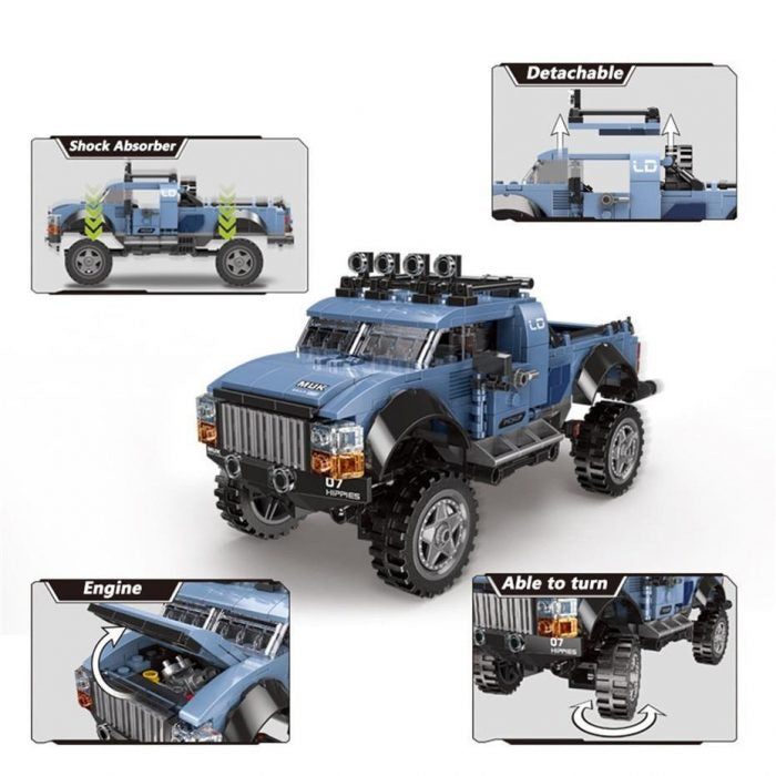 Set constructie masina Jeep 4x4, Offroad car,  555 piese