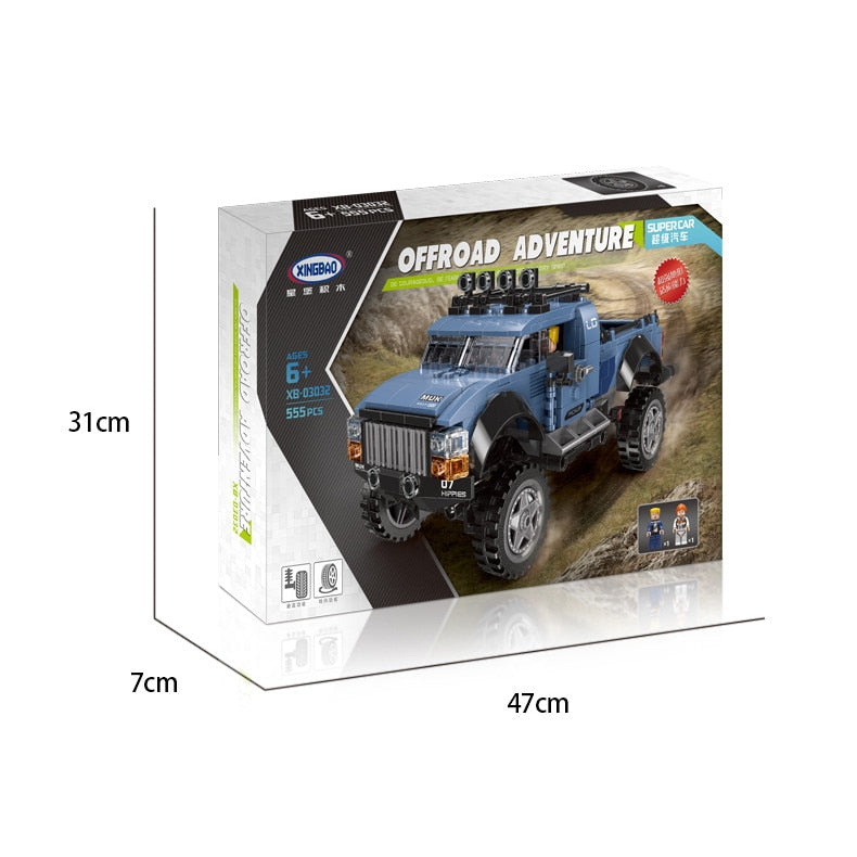 Set constructie masina Jeep 4x4, Offroad car,  555 piese