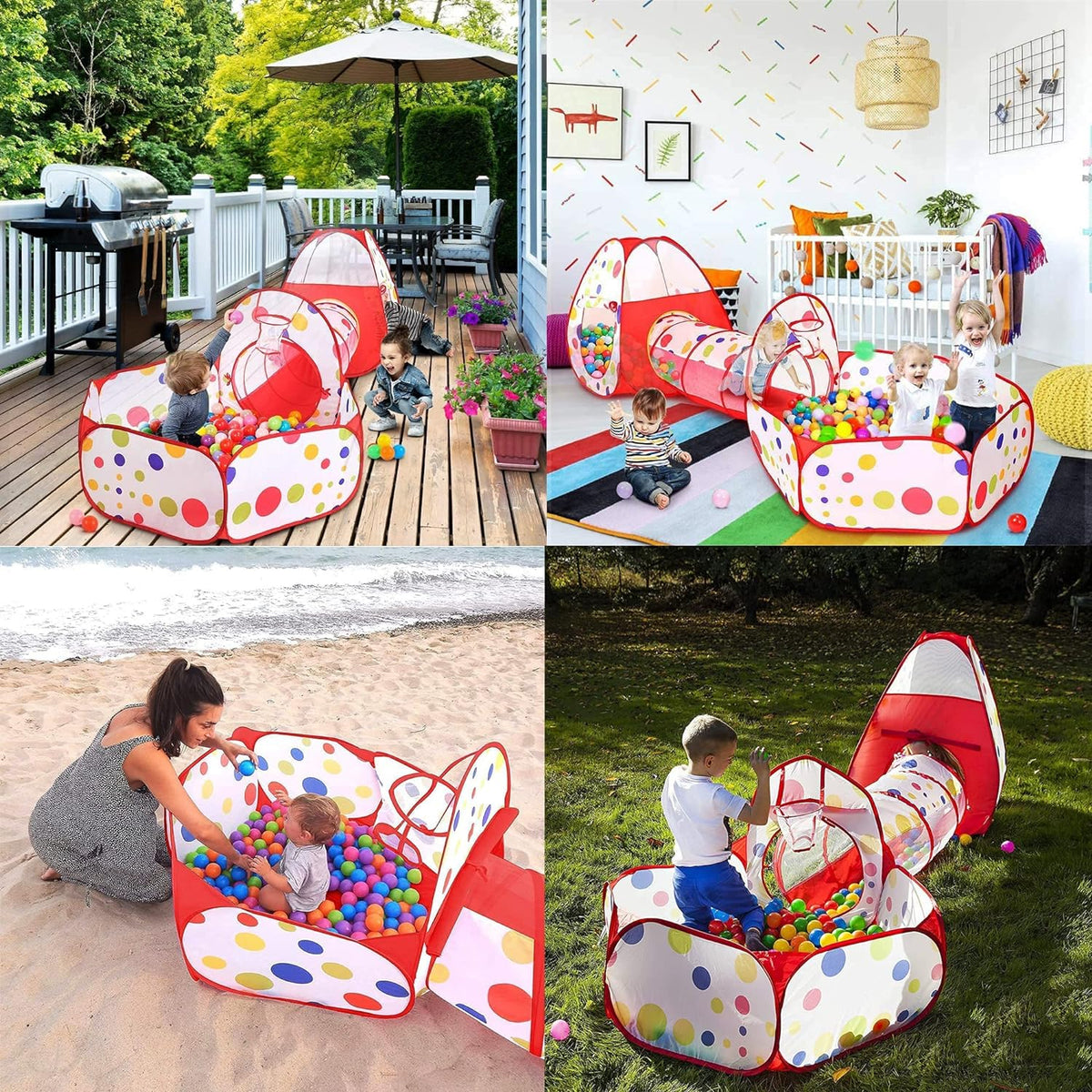 Set cort de joaca pentru copii 3 in 1 Buble cort, tarc si tunel