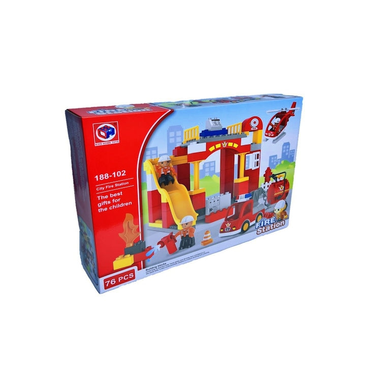 Set de constructie, 76 piese, Fire Station, varsta 3+ - xStoc
