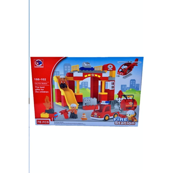 Set de constructie, 76 piese, Fire Station, varsta 3+ - xStoc