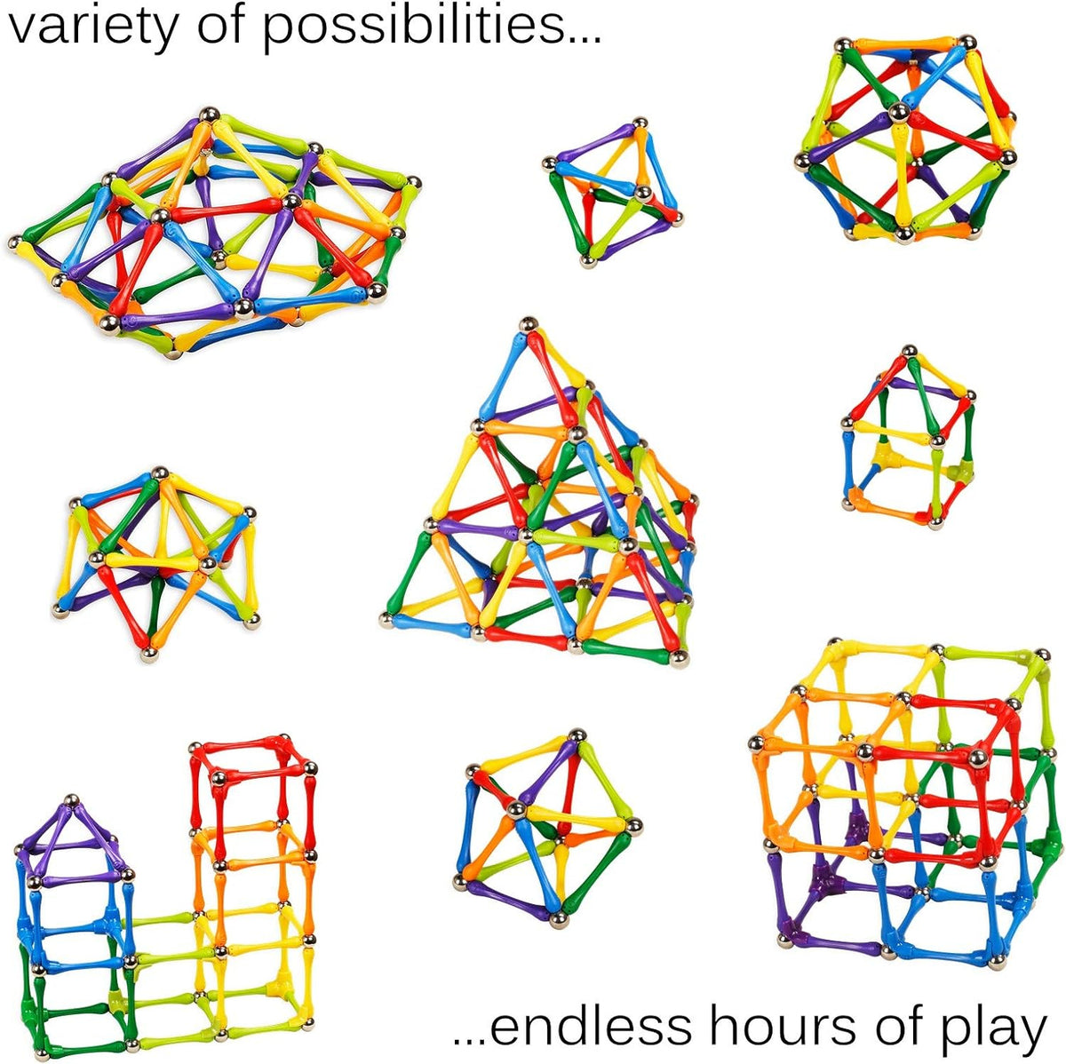 Set de Constructie Magnetic Modular 90 piese, educativ si creativ, numeroase posibilitati de construit